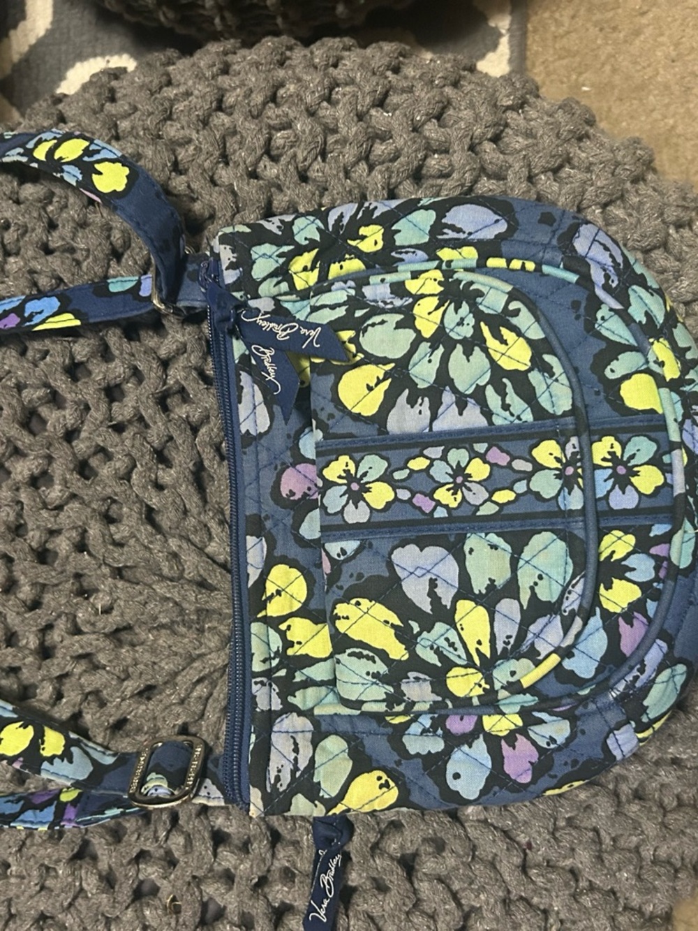 Vera Bradley Floral Navy Crossbody Bag - Blue Floral Print